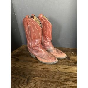 Tony Lama Boot Women 8.5D Red Leather Cowboy Vibram